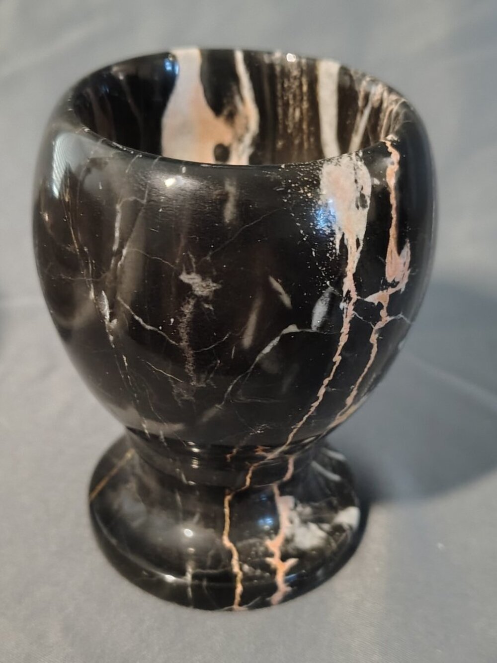Vintage Portoro Marble Bowl and Goblet Set